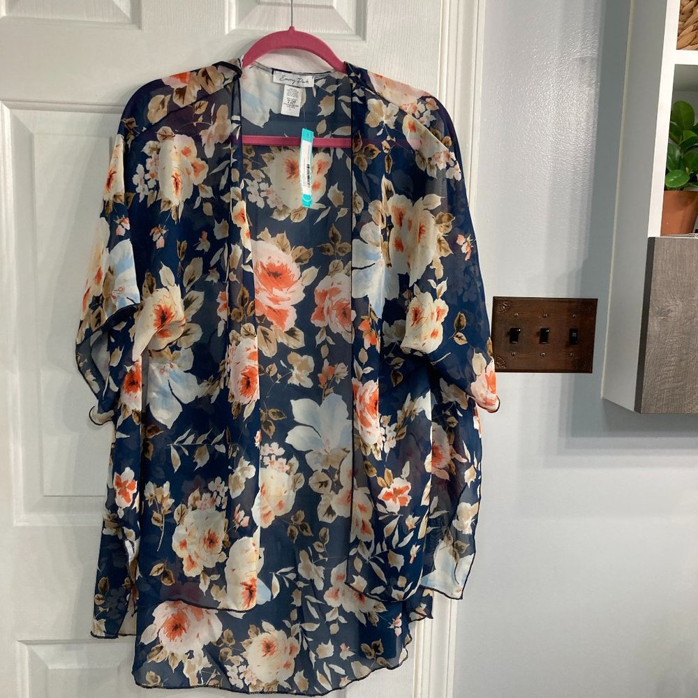 Emory Park Open Front Sheer Woven Top